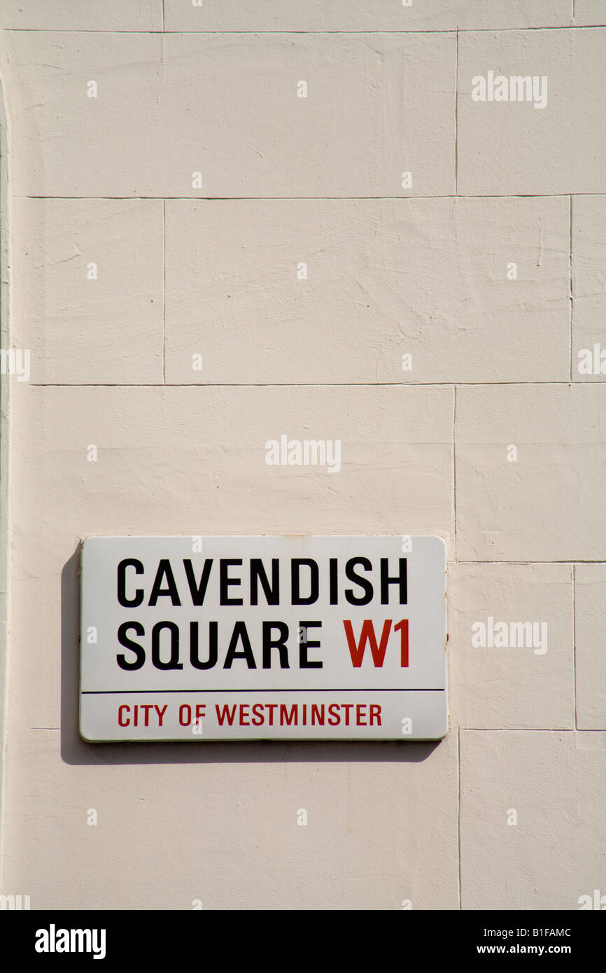 Cavendish Square Road Sign London England UK Stock Photo