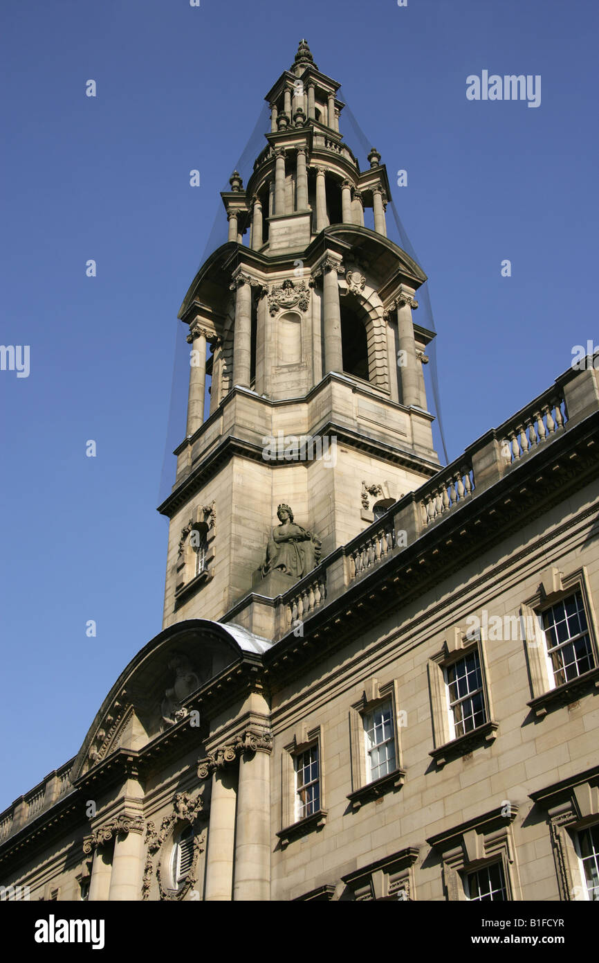 City of Preston, England. Close up view of the tower above the 1903 built Baroque style Preston Crown Court Sessions House. Stock Photo