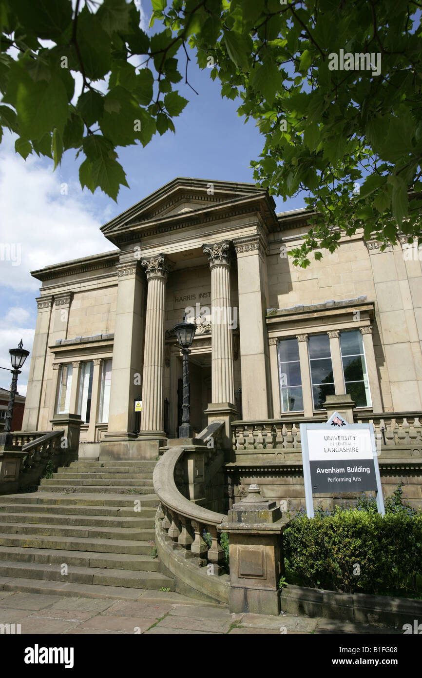 City of Preston, England. The University of Central Lancashire Harris Institute Avenham Building for the performing arts. Stock Photo