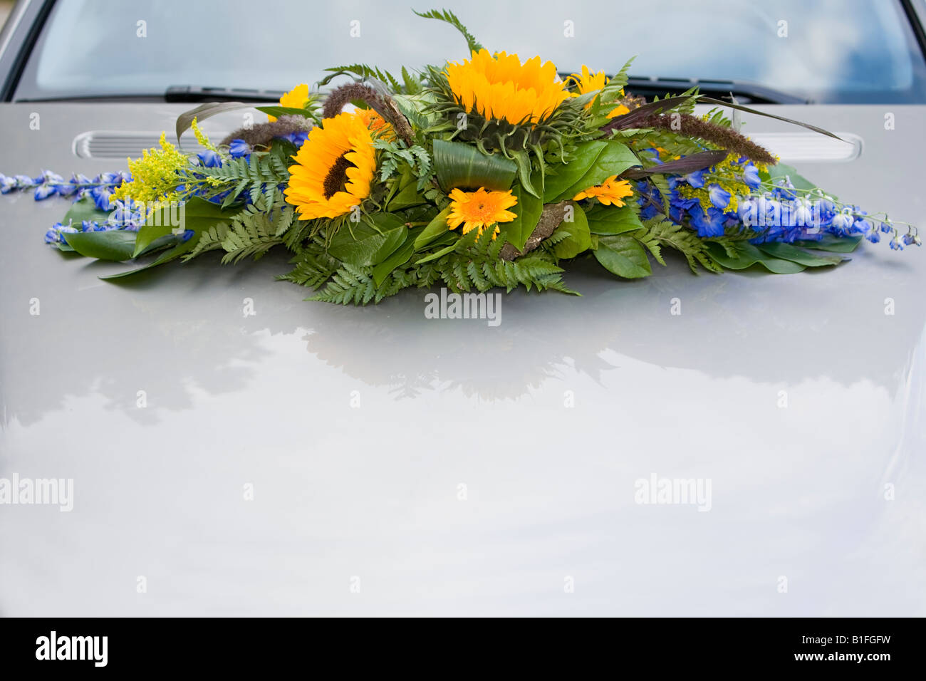 Convivial decorated bonnet at a marriage Stock Photo