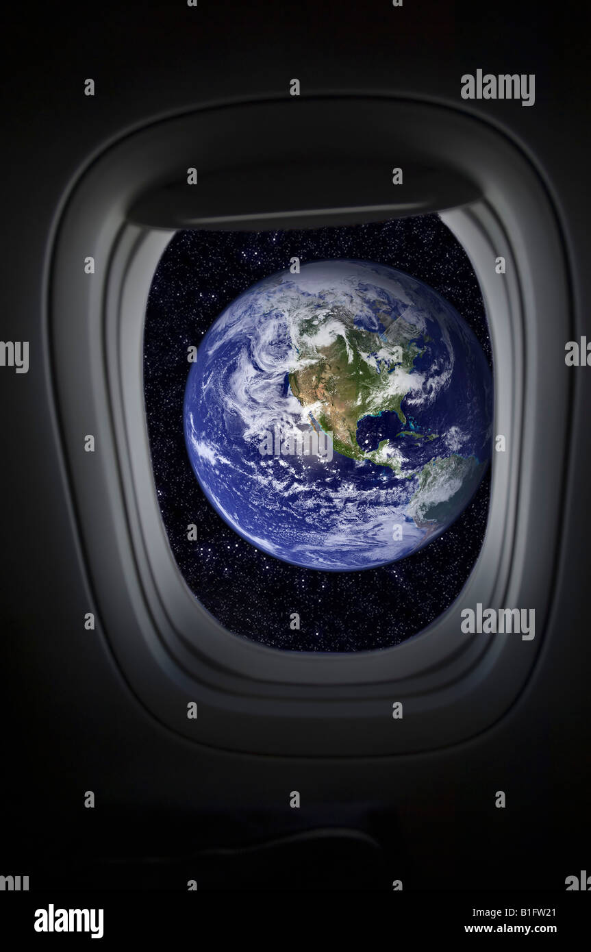 View of earth from spacecraft window Stock Photo Alamy
