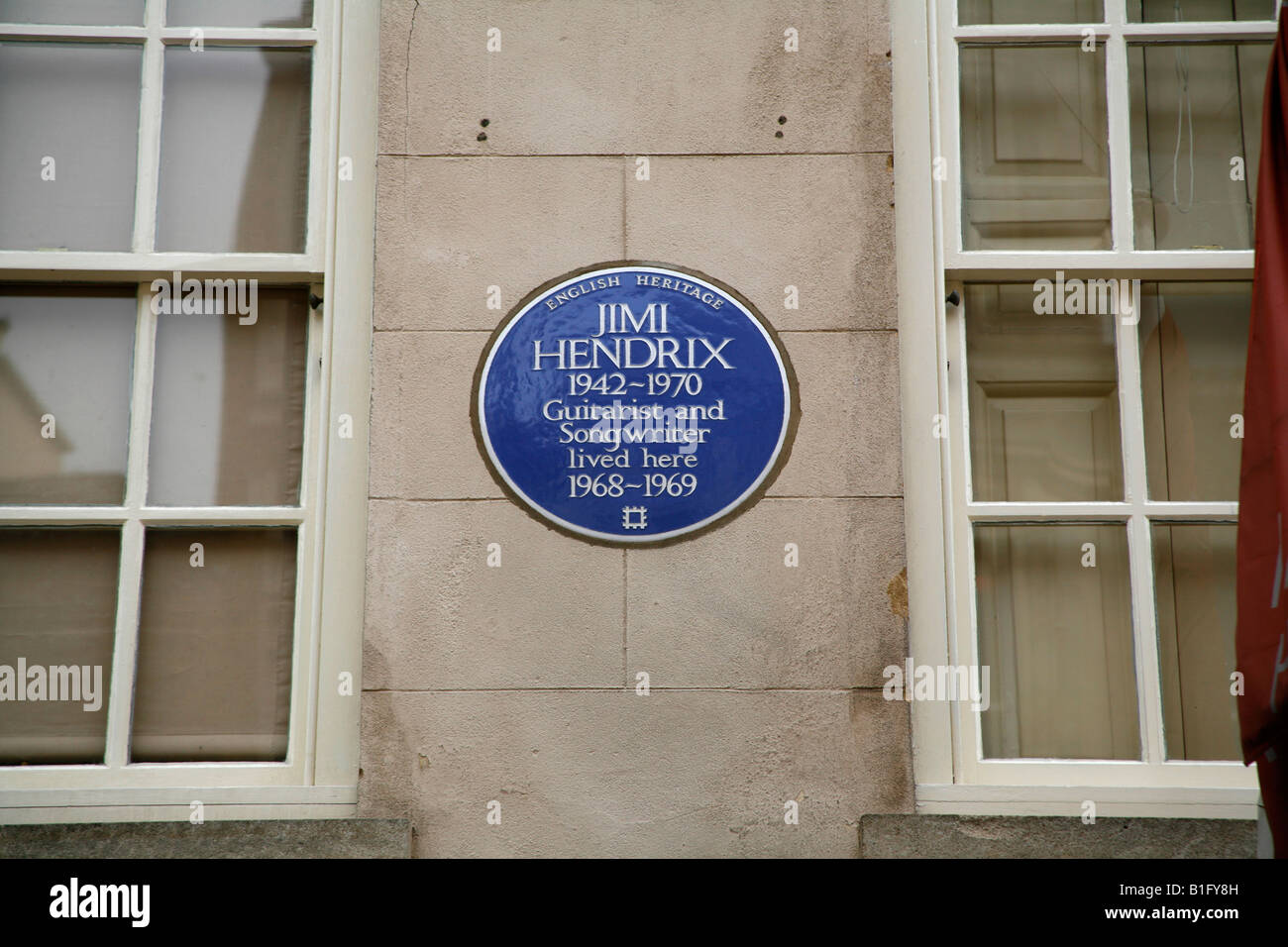 Jimi Hendrix blue plaque at 23 Brook Street, Mayfair, London Stock
