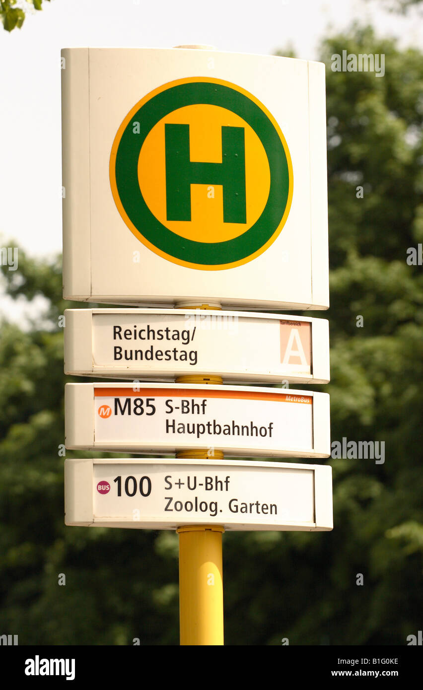 Berlin Germany public transport H bus stop sign outside the Reichstag ...