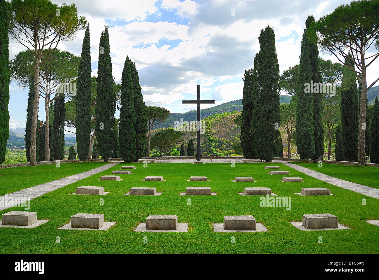 German war cemetery of Cassino.Second World War.In the cemetery lie 20057 German soldiers Stock Photo