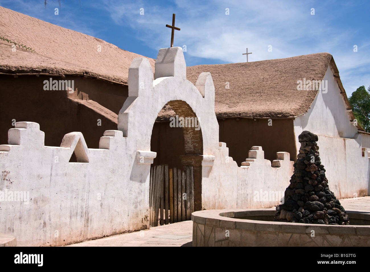 The Iglesia de San Pedro adobe church with mud roof in San Pedro de Atacama  in northern Chile Stock Photo - Alamy
