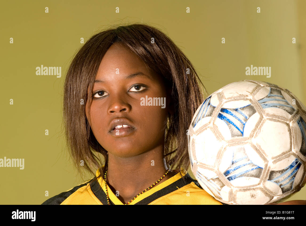 black african girl with soccer ball Stock Photo - Alamy