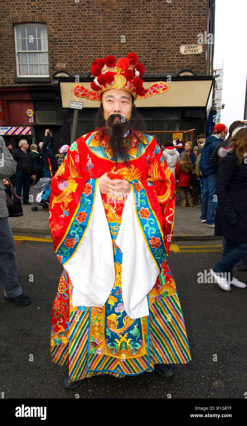 Chinese Man Dressed Up In Costume To Celebrate Chinese New Year In Liverpool Stock Photo Alamy