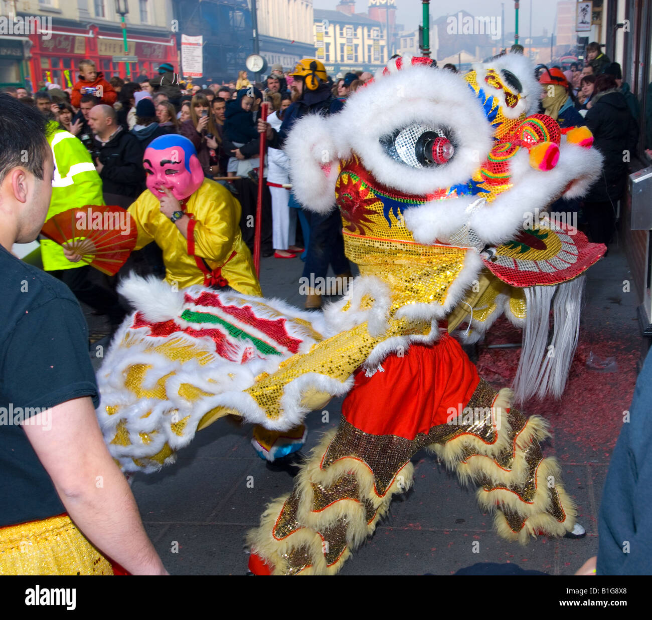 Chinese dragon and New Year street Celebrations Stock Photo