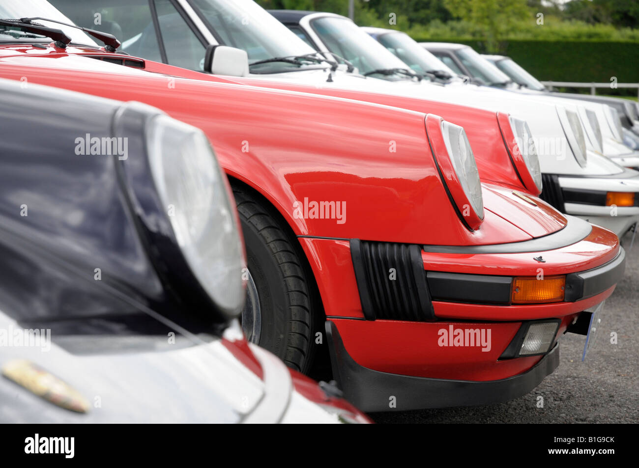 Porce Rear Window Rally a row of parked Porsche 911s at a rally Stock Photo - Alamy