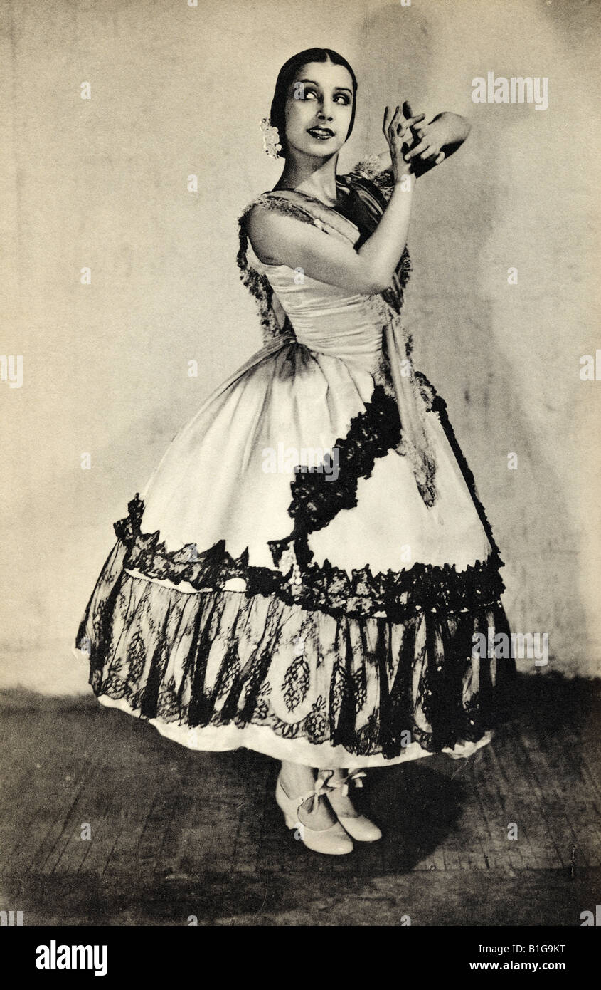 Tamara Toumanova, 1919 - 1996. Russian ballerina and actress. From the book Footnotes to The Ballet, published 1938. Stock Photo