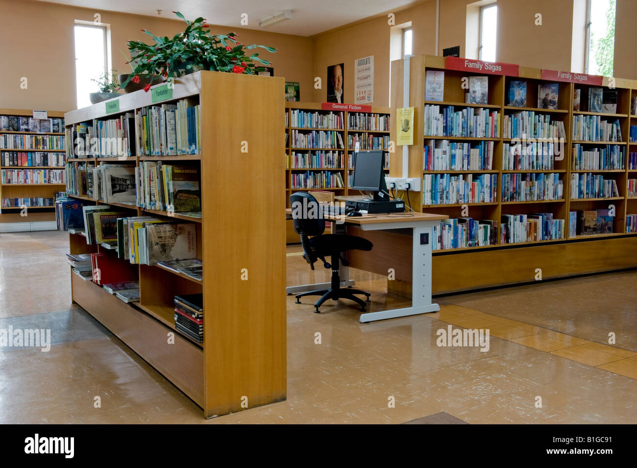 Branch library interior, a community resource & facility (bookcases