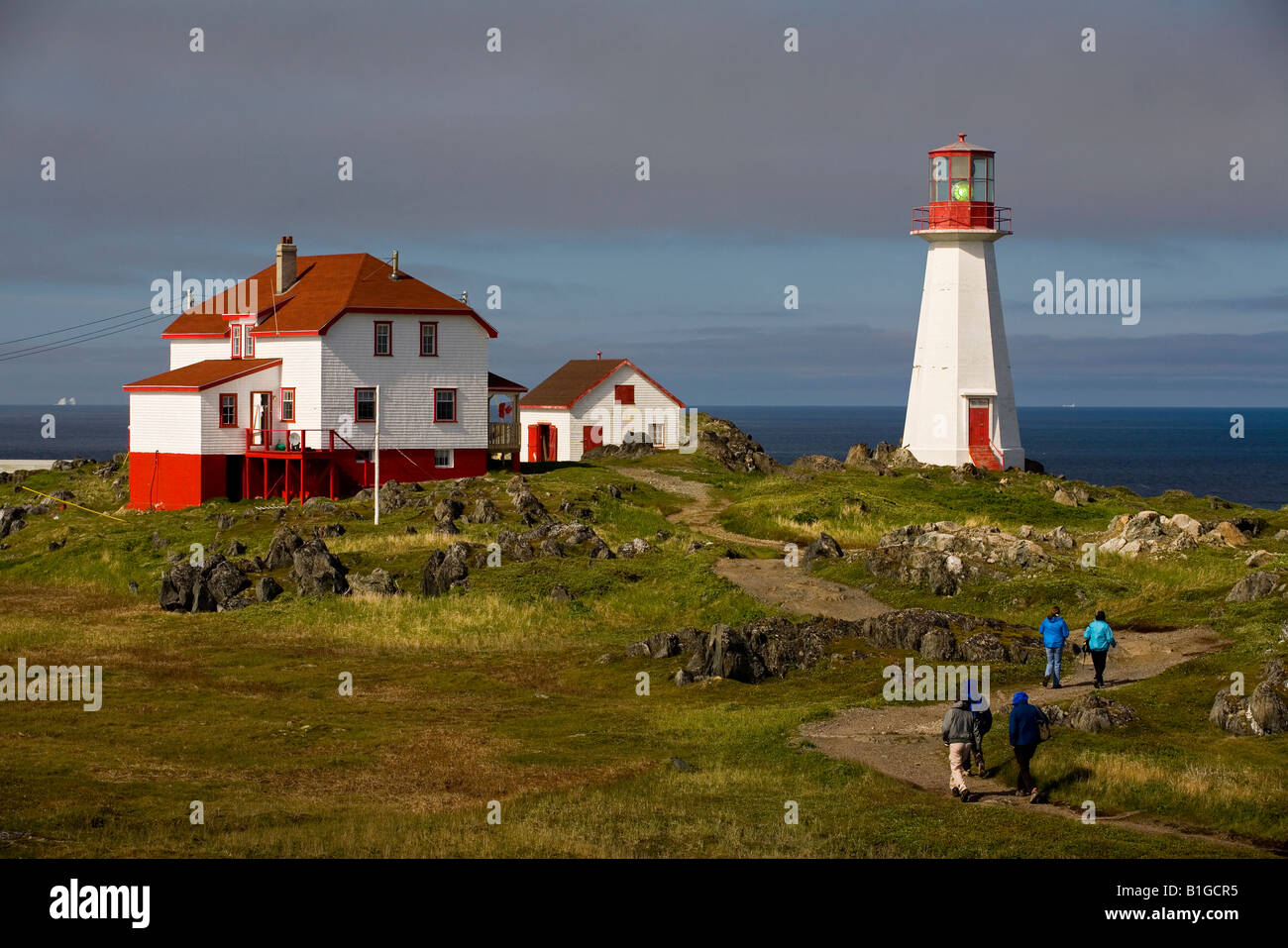Guests appraoch the Quirpon Island Lighthouse Inn Newfoundland Labrador Canada Stock Photo Alamy