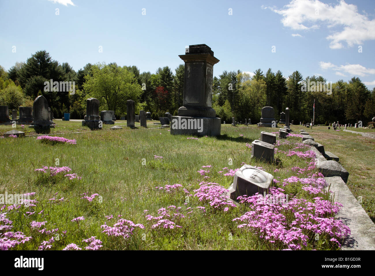 New England graveyard during the spring months Stock Photo