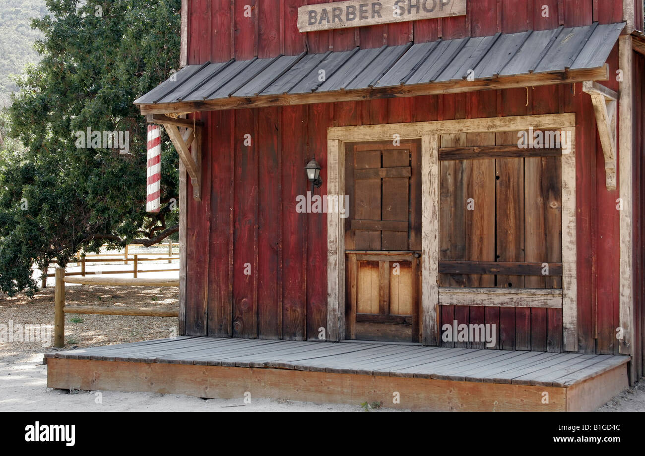 A barber shop in an abandon western town Stock Photo