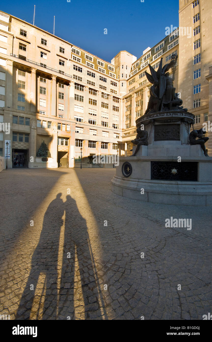 Shadows across piazza of Exchange Flags Liverpool UK Stock Photo
