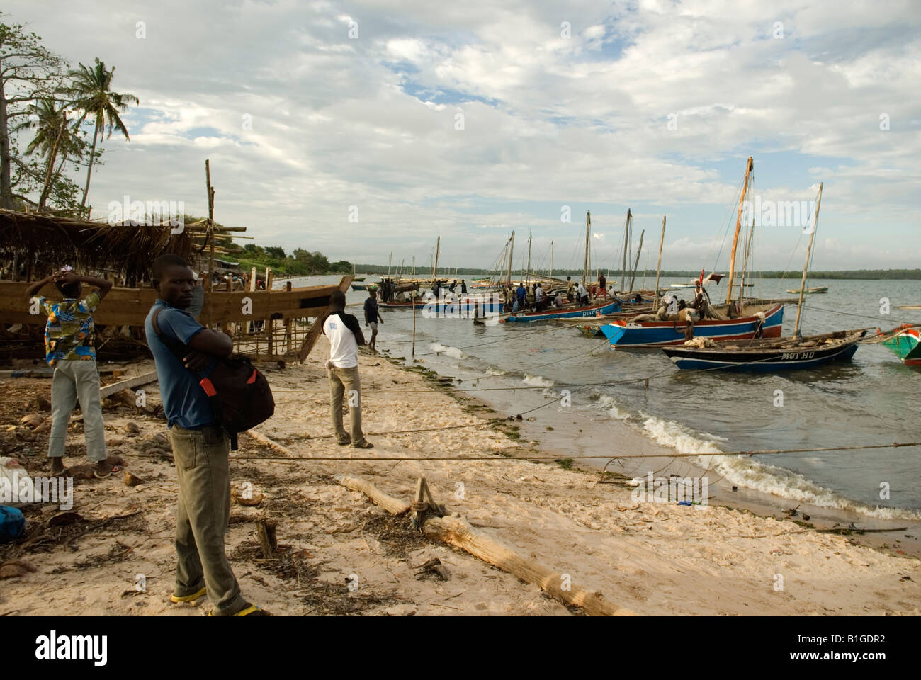 Cluster Of Dhows Moored In The Port Of Mocimboa Da Praia, Mozambique ...