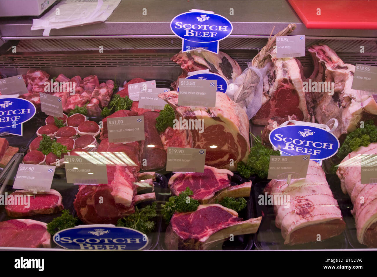 Meat Counter Selfridge's Food Hall Oxford Street London Stock