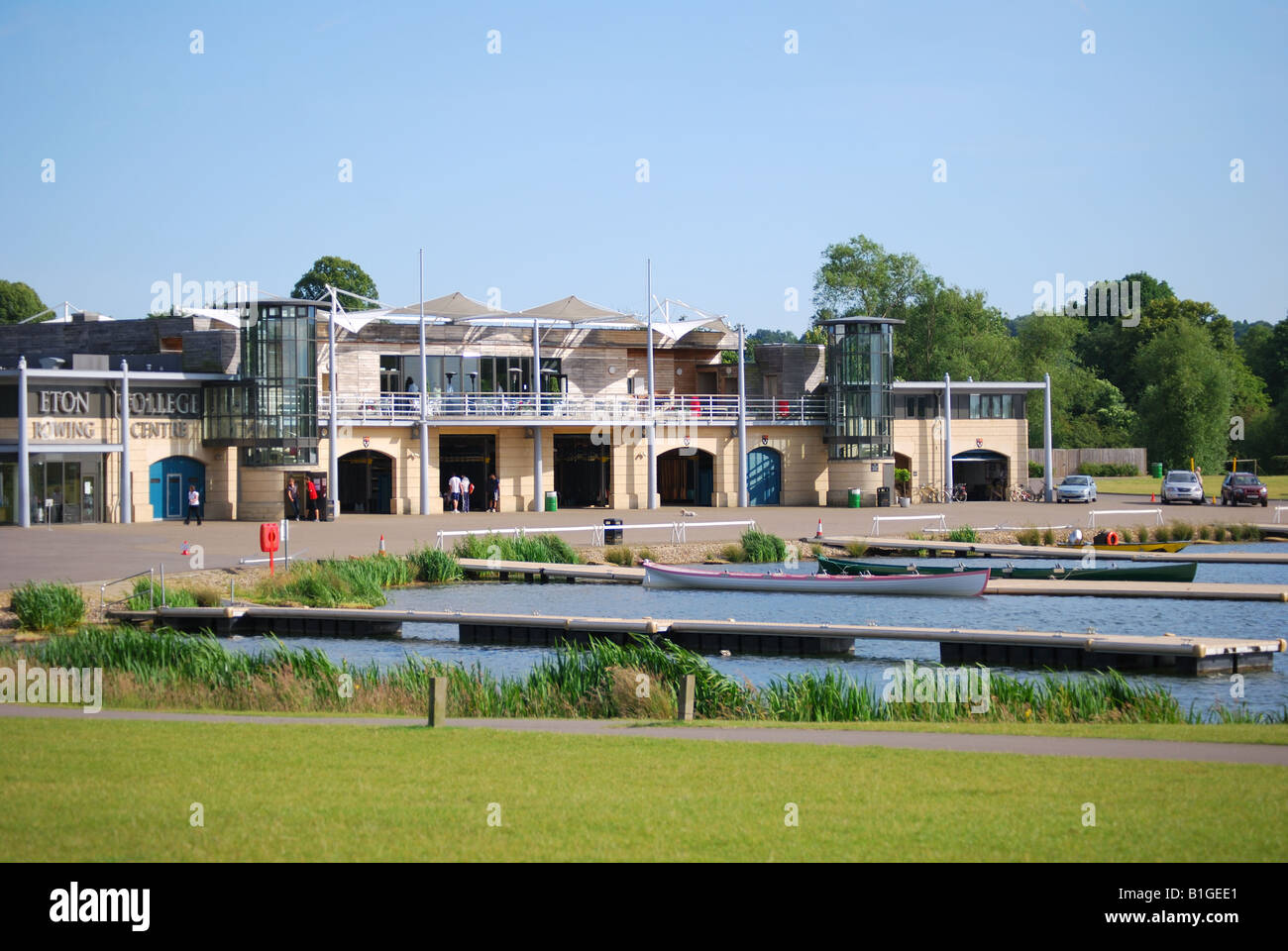 Eton College Rowing Centre, Dorney Lake, Dorney, Buckinghamshire, England, United Kingdom Stock Photo