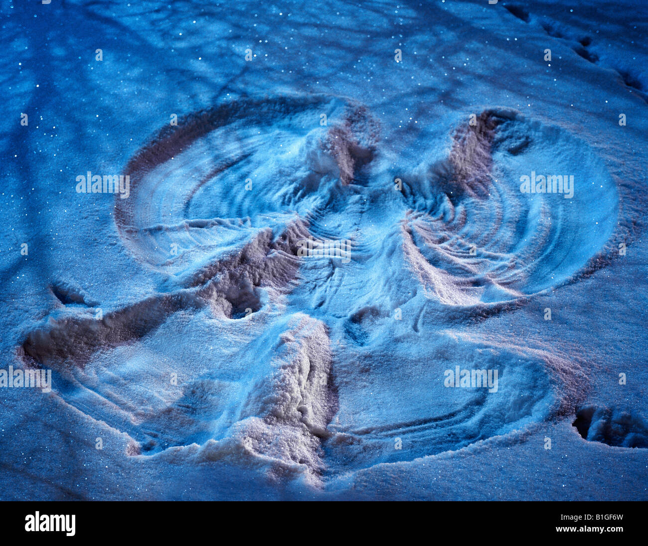 Close up of snow angel on snow Stock Photo Alamy