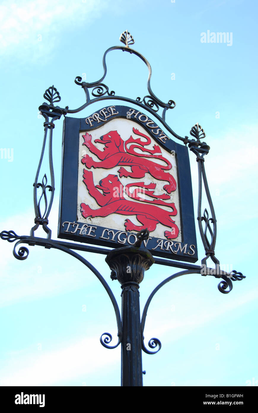 The 16th Century Lygon Arms sign, High Street, Chipping Campden, Cotswolds, Gloucestershire, England, United Kingdom Stock Photo