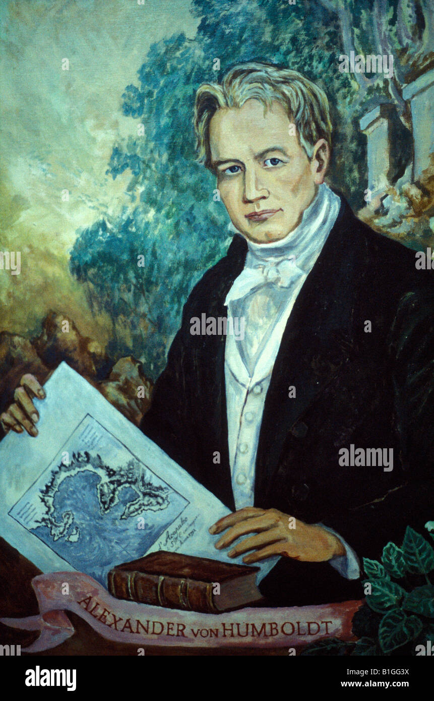 Portrait of German explorer and naturalist Alexander Von Humboldt in the Casa Humboldt, Taxco, Guerrero, Mexico Stock Photo