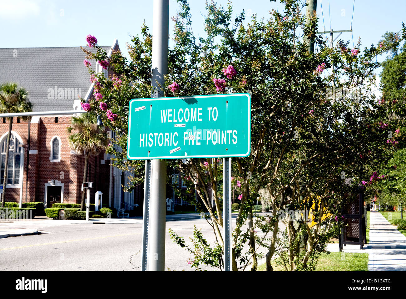 Sign announcing historic Five Points in Jacksonville, Florida Stock Photo