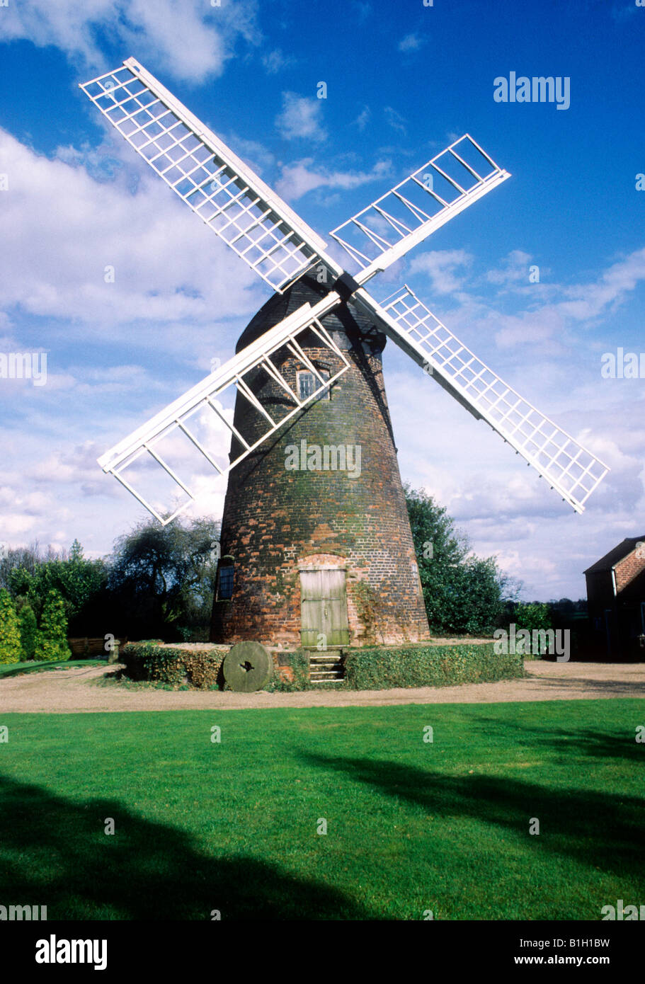 Berkswell Mill Warwickshire tower windmill white sails England UK Stock Photo