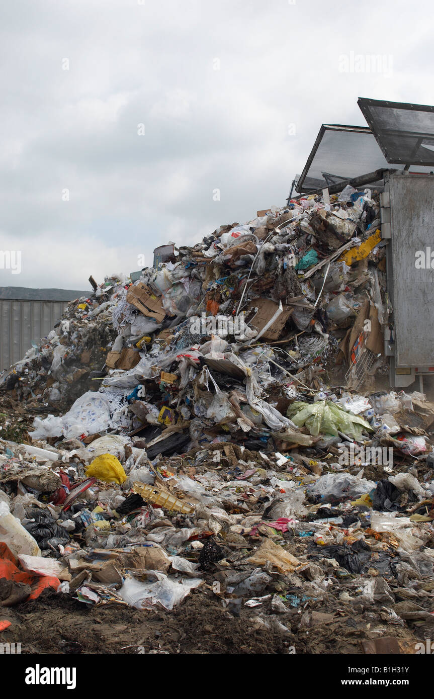 Truck dumping waste at landfill site Stock Photo Alamy