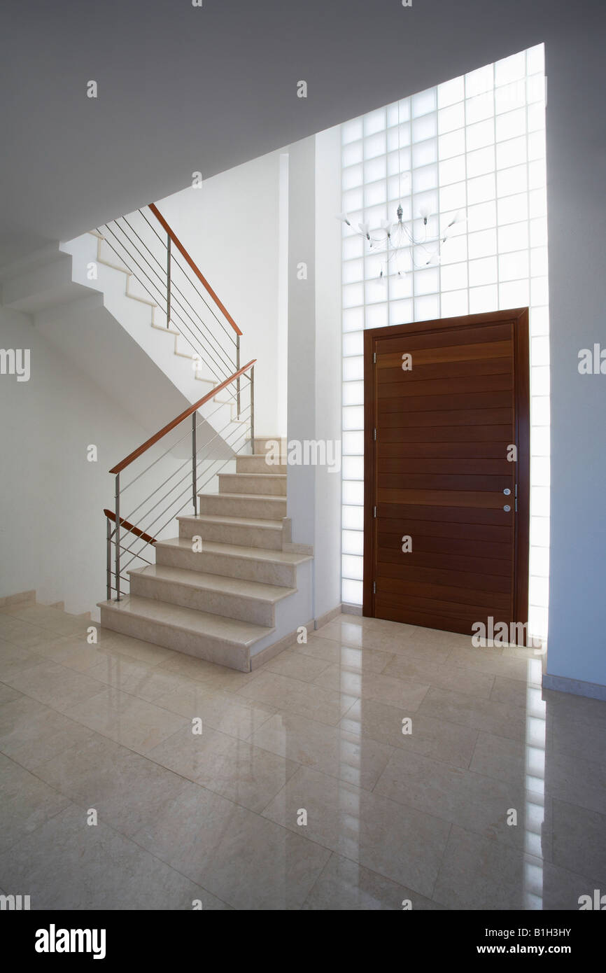 Cyprus, entrance hall and staircase of contemporary house Stock Photo