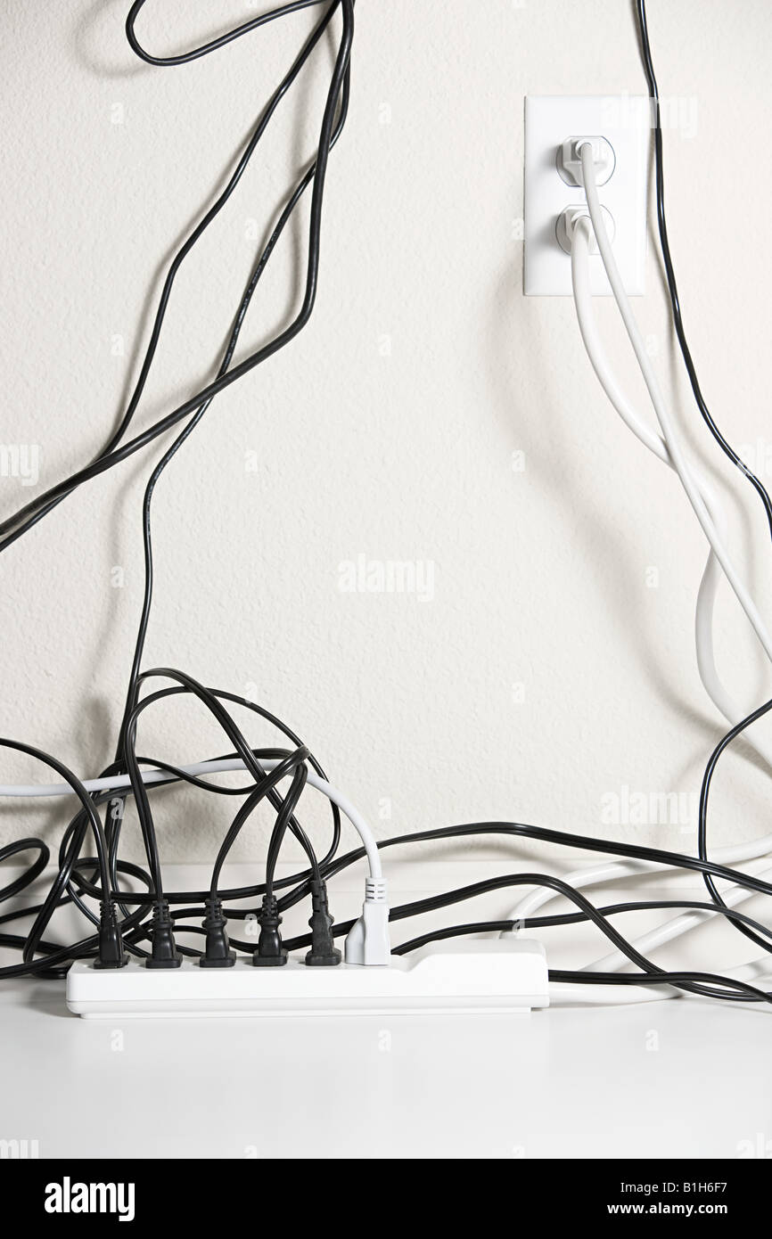 Electrical plugs in a extension cord Stock Photo Alamy