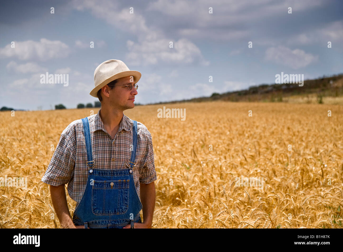 farmer standing in a wheat field Stock Photo - Alamy