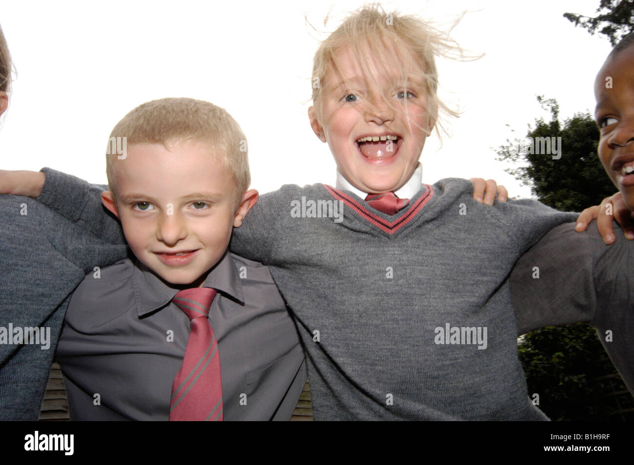 Girl and boy together happy and smiling Stock Photo