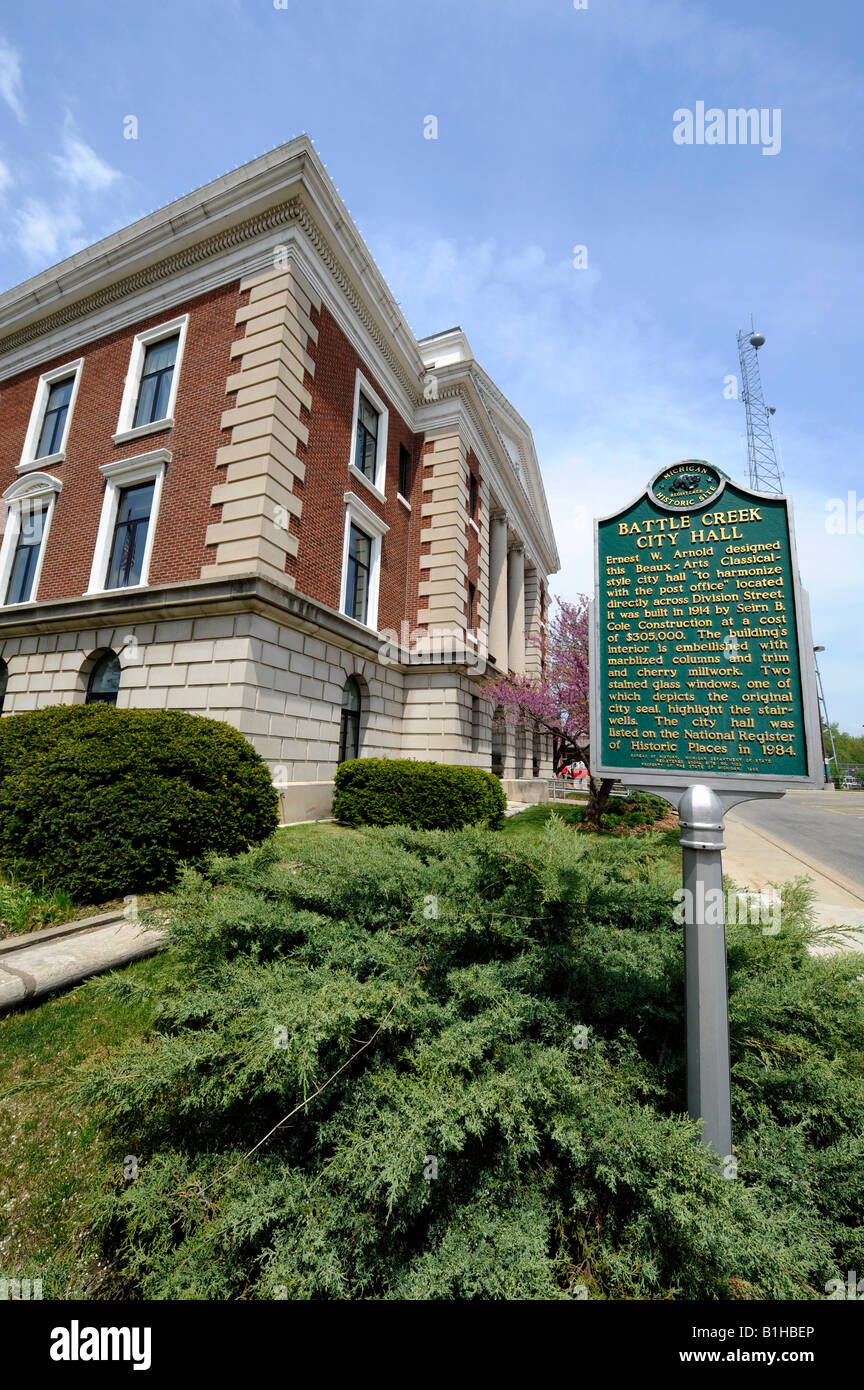 Historic City Hall Battle Creek Michigan Stock Photo