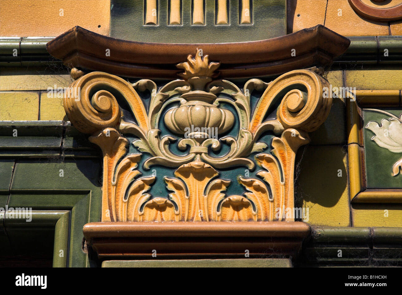 Architectural detail, Peveril of the Peak, public house, Great Bridgewater Street, Manchester, UK Stock Photo