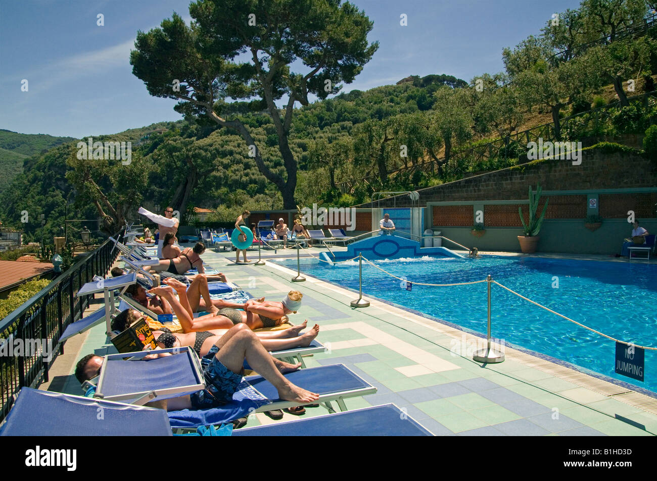 A swimming pool at Bristol hotel in Sorrento near Naples Italy Stock Photo