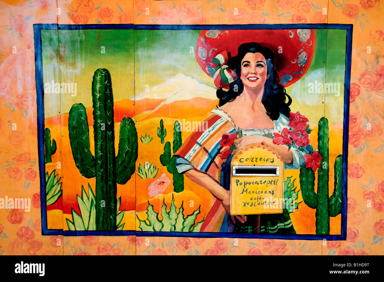 Traditional Mexican Fiesta Painting painter  paintings art artist depiction picture portrayal colour technique color pictures Stock Photo