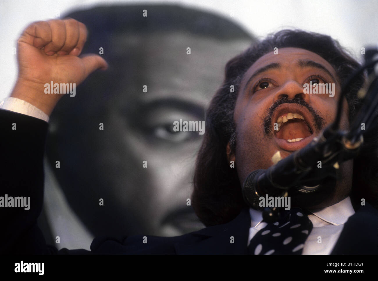 The Rev Al Sharpton speaking at a Dr, Martin Luther King jr Day rally ...