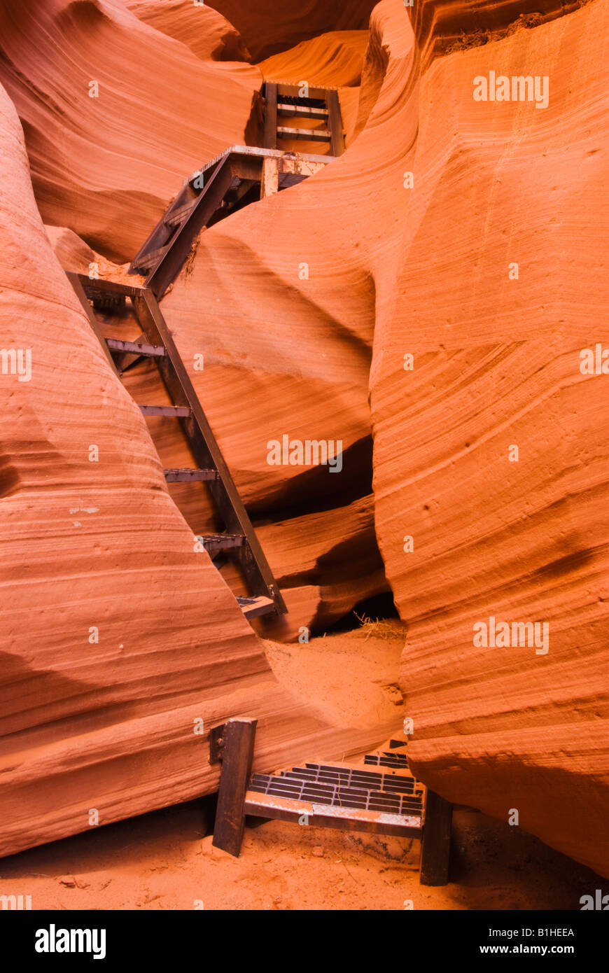 Ladders used to explore the sandstone slots of the Lower Antelope Canyon Lake Powell Navajo