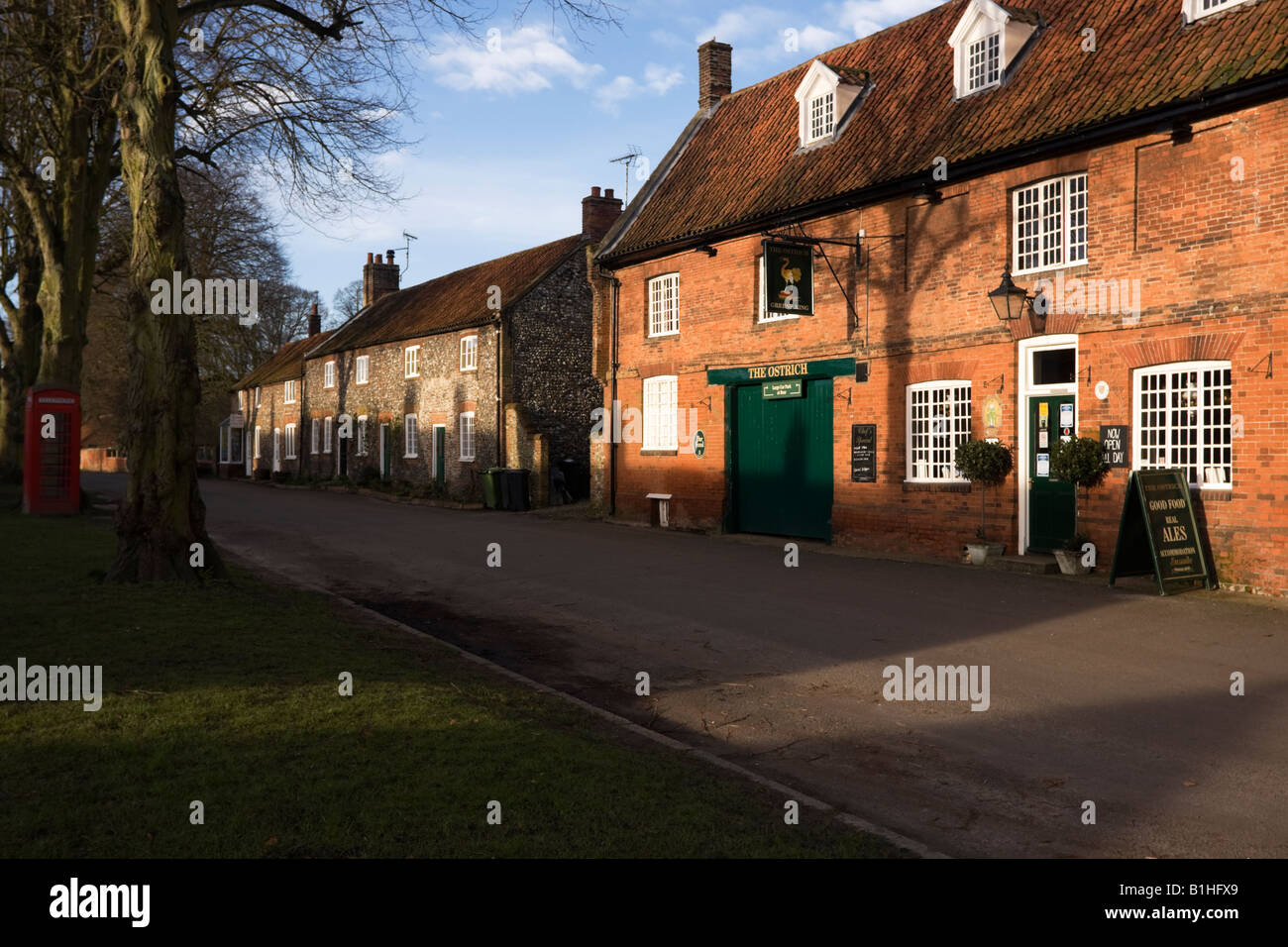 The main street in the village of Castle Acre in West Norfolk East