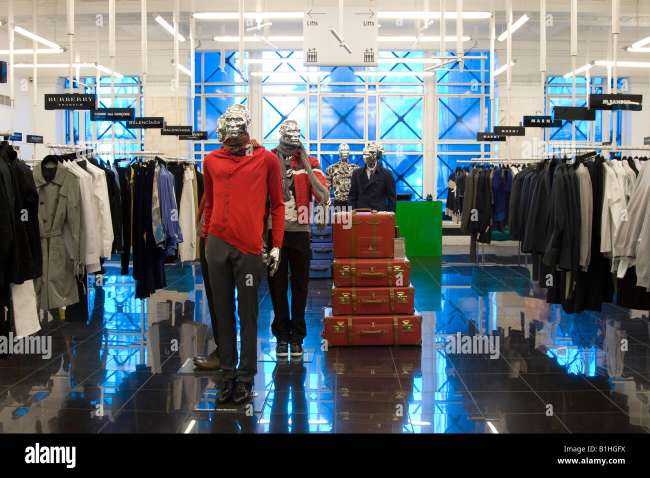 Interior of the upmarket mens retail in Brown Thomas store on