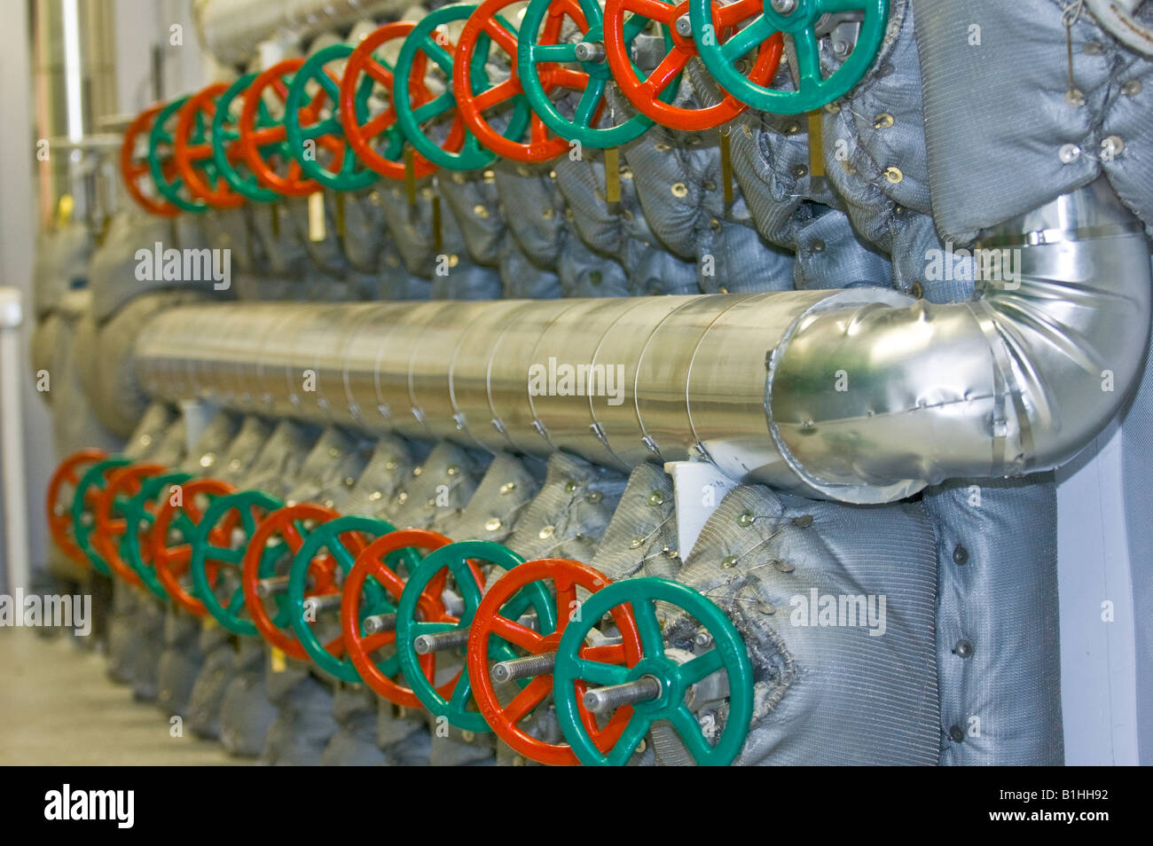 Heat controls on double hull fuel barge i Stock Photo Alamy