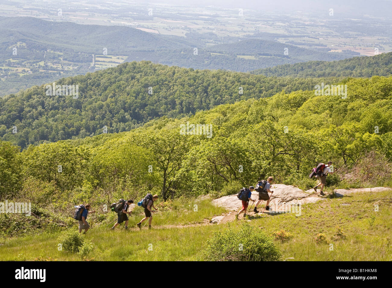 Backpackers on Appalachian Trail Stock Photo