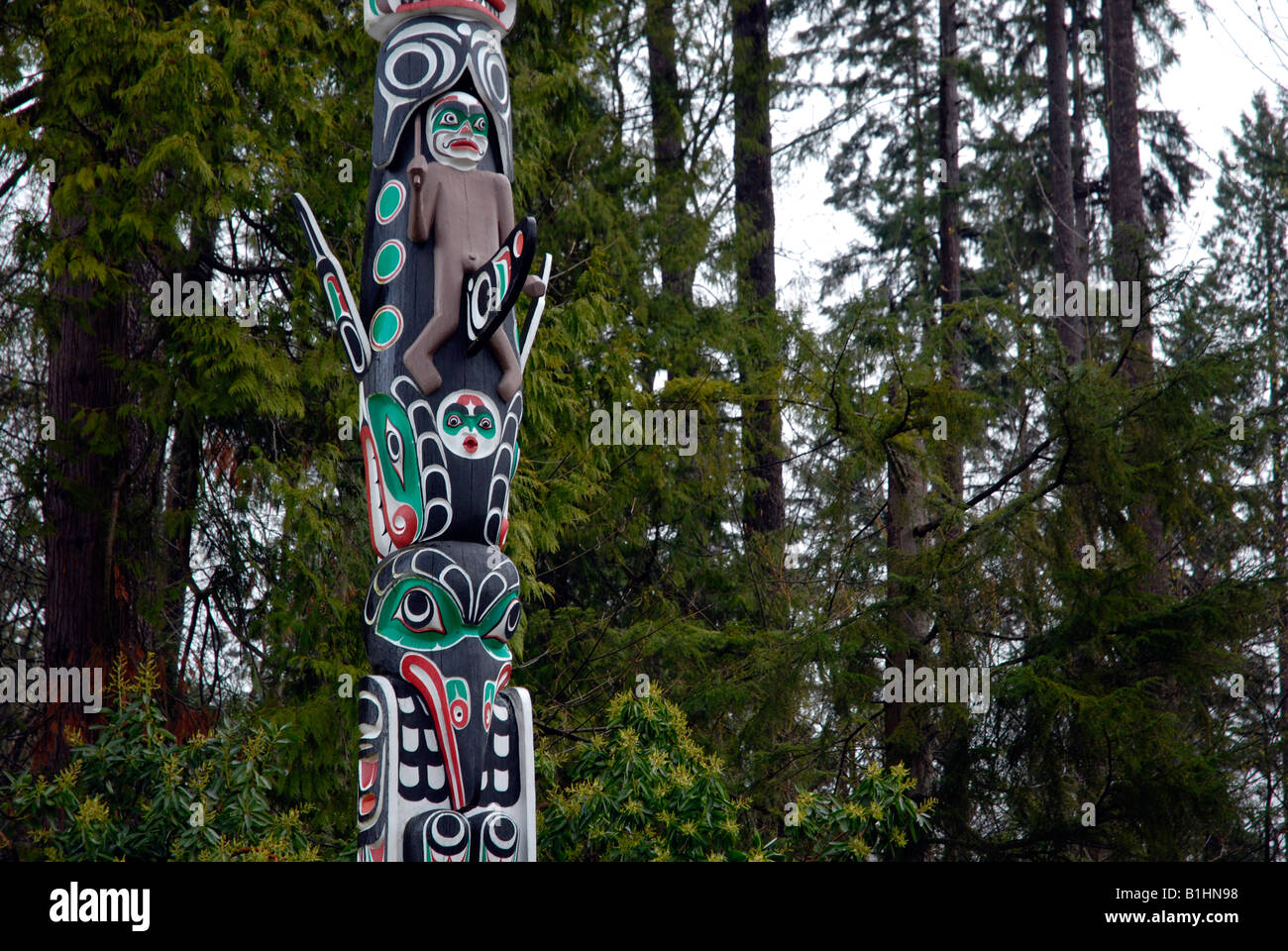 American Indian totem pole Vancouver British Columbia Canada Stock Photo