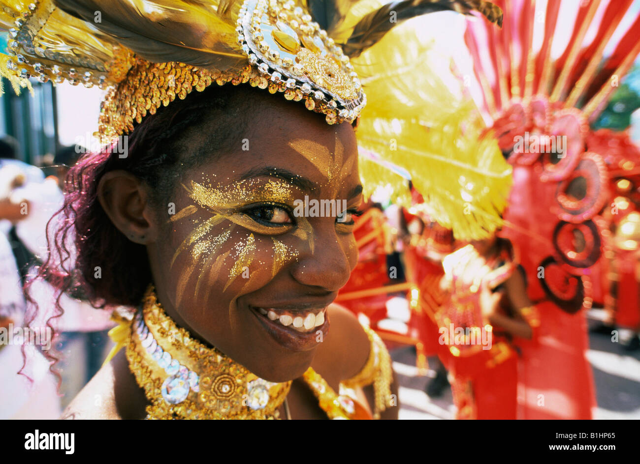 Portrait of a girl performing in a carnival, Notting Hill Carnival ...