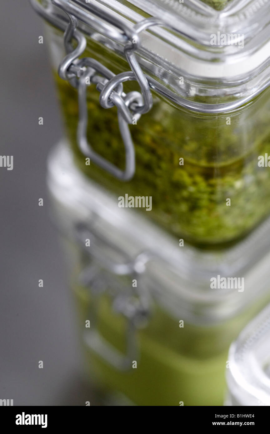 Pesto in a jar Stock Photo Alamy