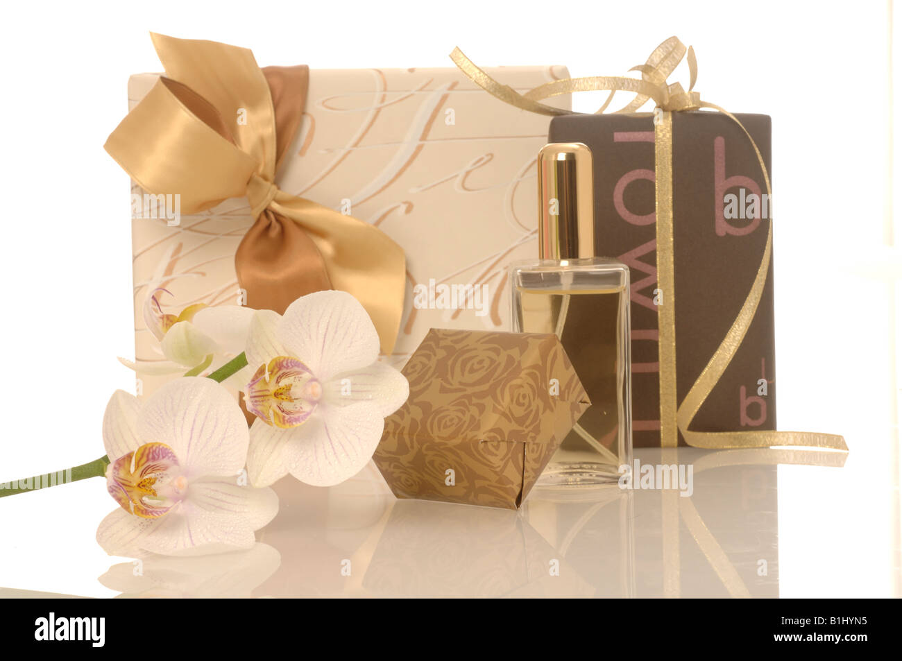Gifts and small perfume bottle Stock Photo
