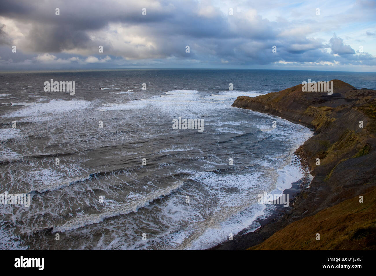 Rough Weather at Kettleness North Yorkshire Coast near Whitby Stock Photo