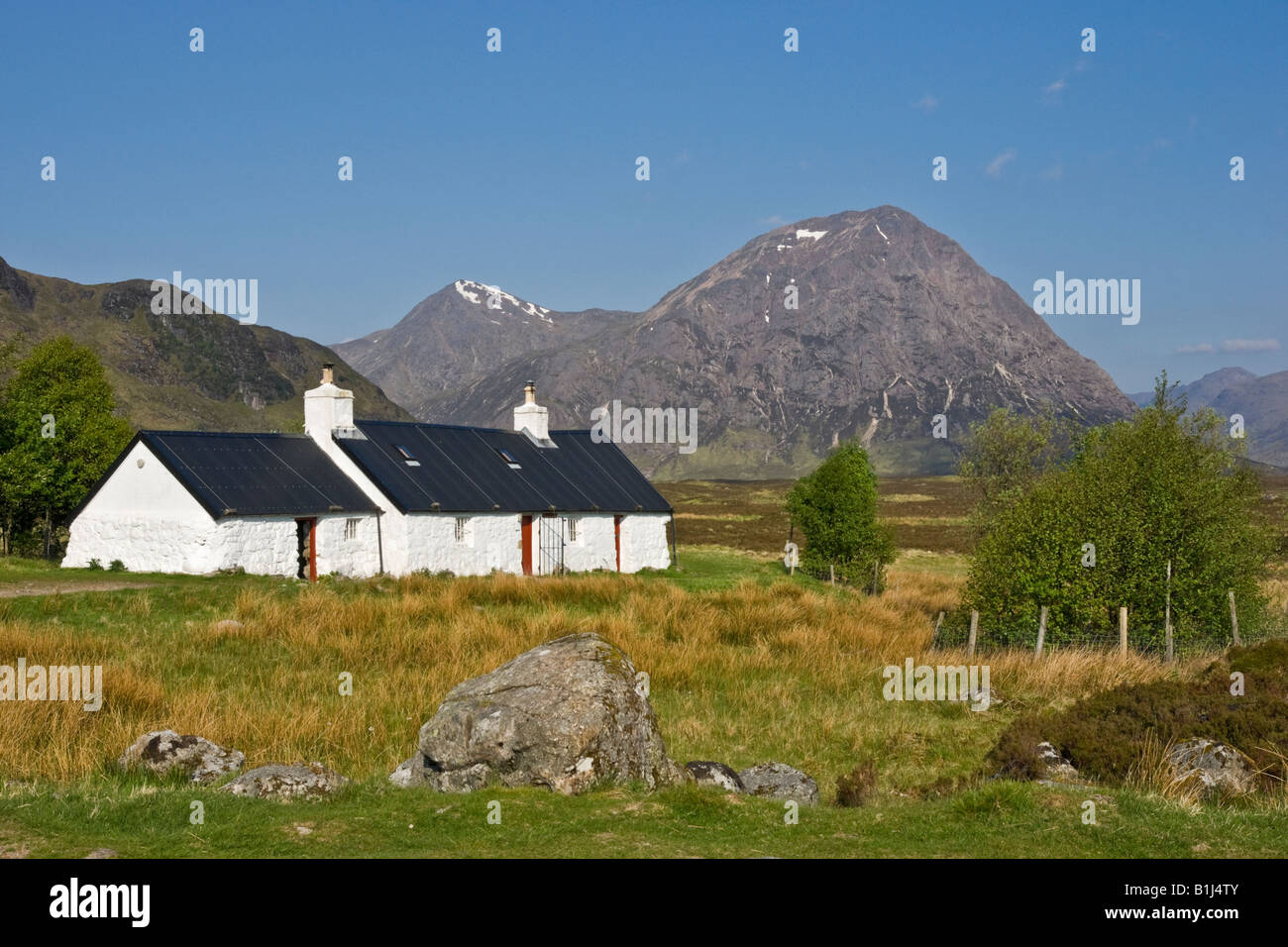Scottish Ladies Climbing Club cottage in Glen Coe Scotland in beautiful morning sunshine Stock Photo