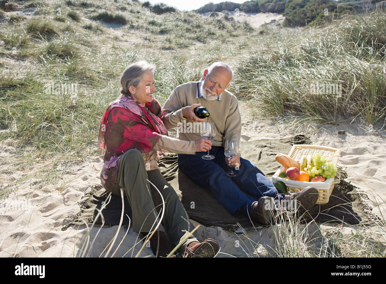 Senior couple having a picnic Stock Photo