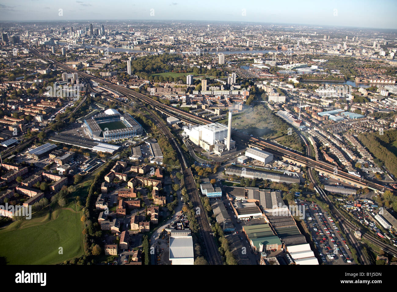 Aerial view of Millwall Football Clubs training ground, Looking